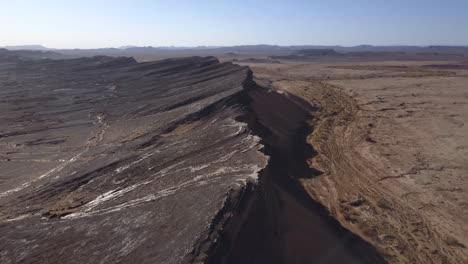 aerial: dry landscape in sahara desert