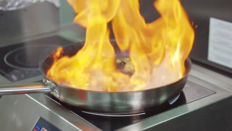 cooking food in a pan