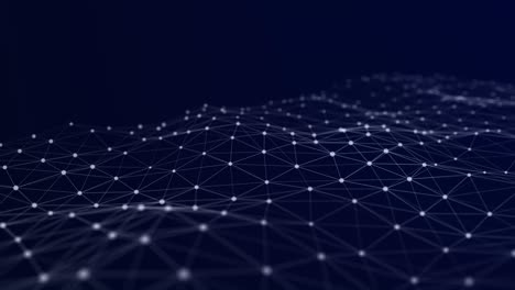 a wave of dots and lines of network connection. technological background. 3d rendering. seamless loop.