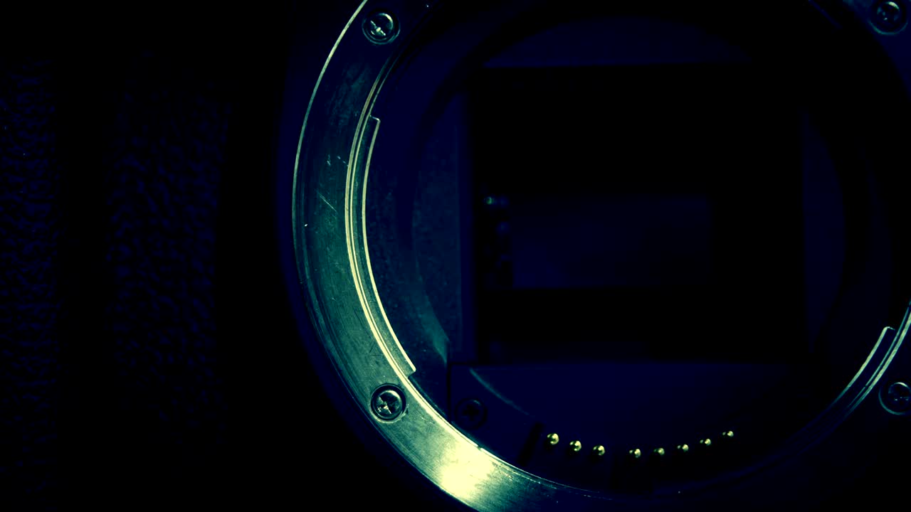 Close up look of the camera lens