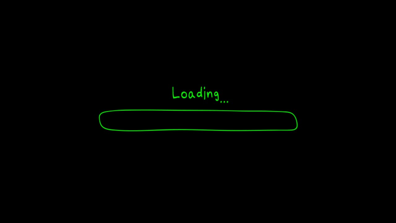 Animation colorful loading bar on black background.