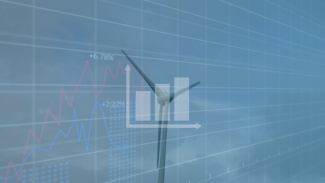 풍력 터빈에 대한 그래프와 데이터의 애니메이션