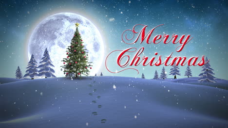 Merry-Christmas-message-appearing-in-snowy-landscape