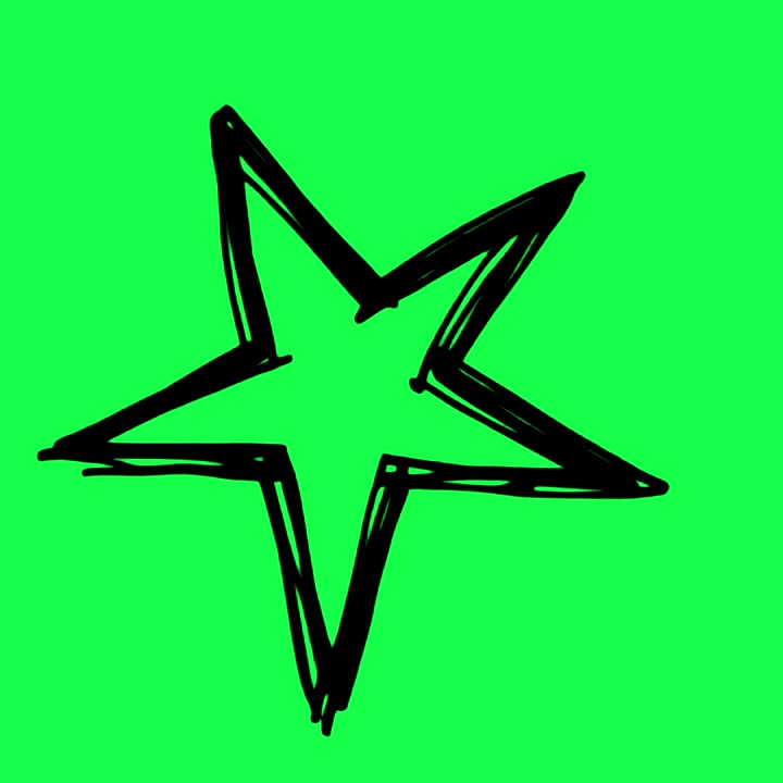 Hand-Drawn Black Star Shape Pulsing on Green Background