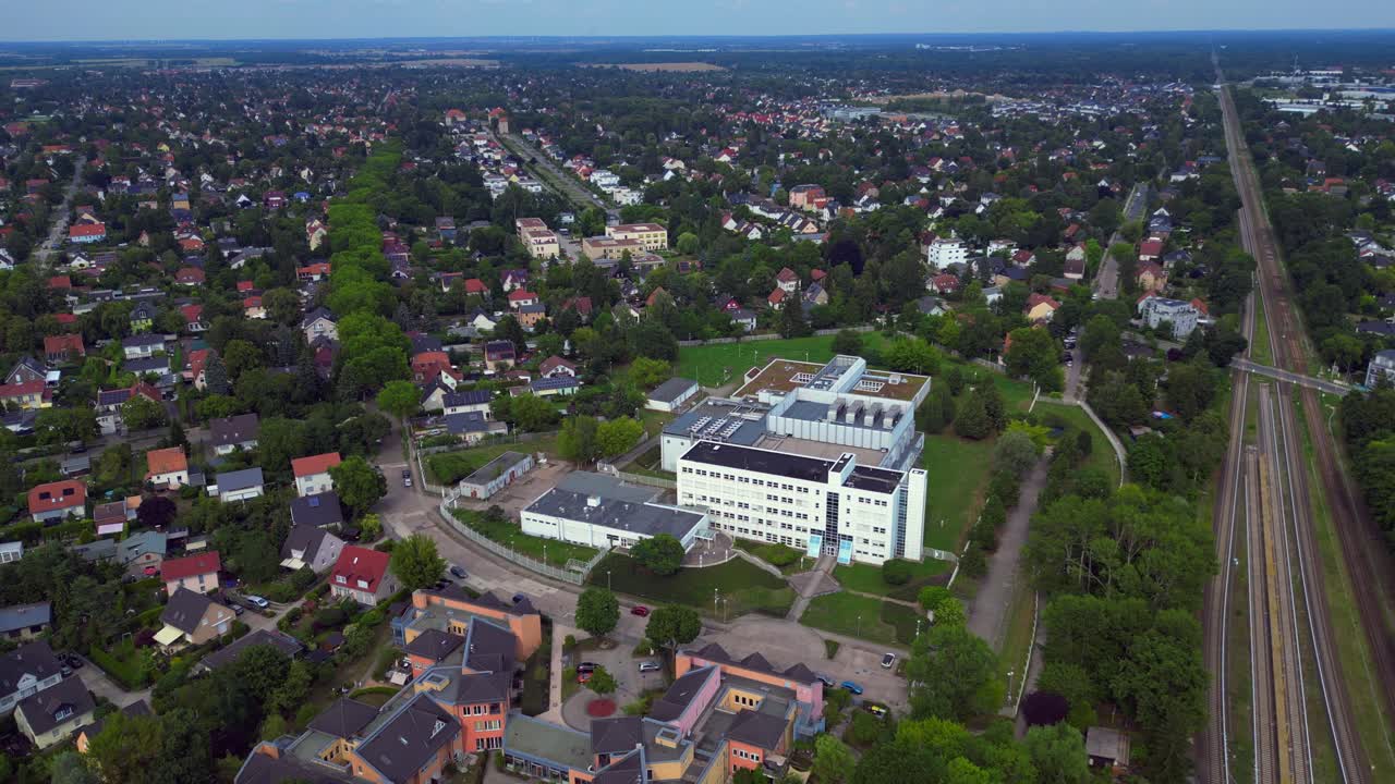 datacenter cutting-edge technology and futuristic infrastructure of a large scale data center. Magic aerial view flight drone camera pointing down