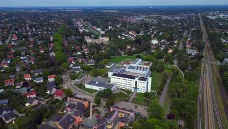 datacenter cutting-edge technology and futuristic infrastructure of a large scale data center. magic aerial view flight drone camera pointing down