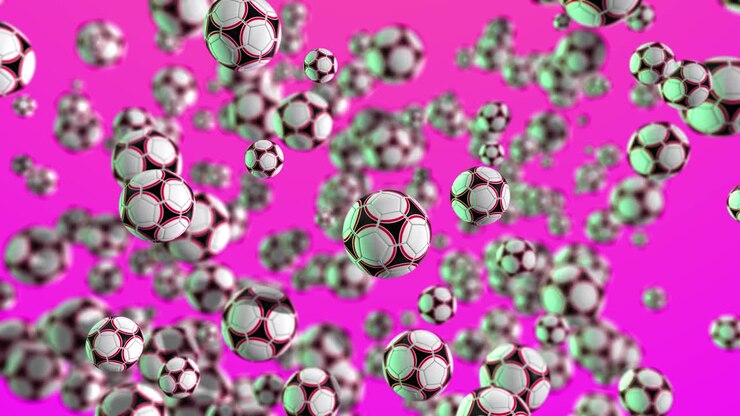 Sfondo sportivo con palloni da calcio rosa
