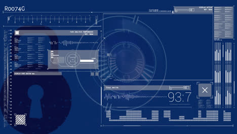 animation of scope scanning over security padlock and data processing