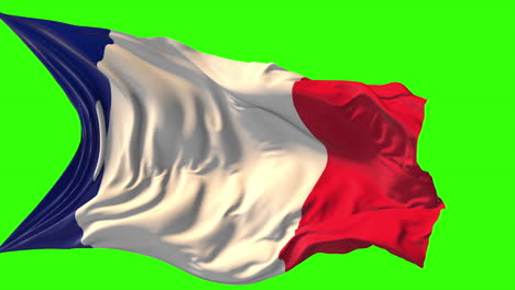 Waving French Flag on Green Screen