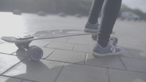 skateboarding on a sunny day near the shore on a longboard log