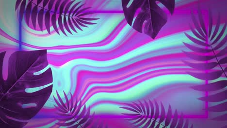 animation of leaves and moving colourful liquid background