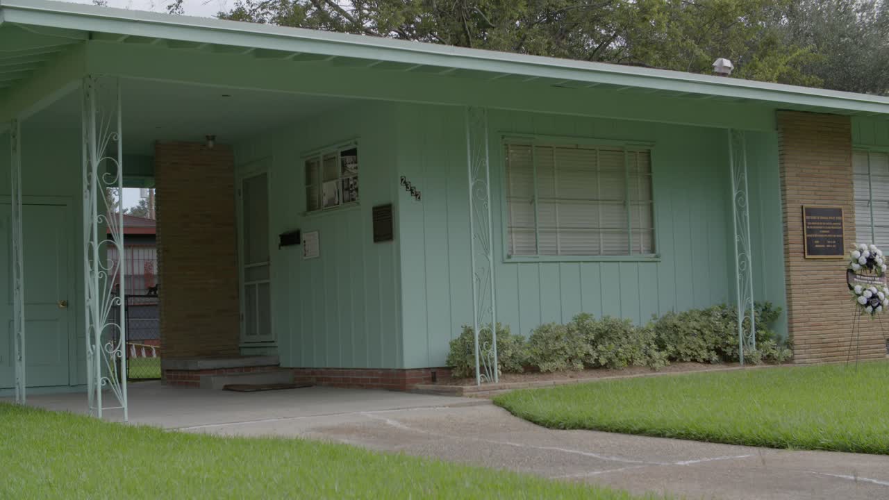 Civil rights leader Medgar Evers home. Site of his assassination. Pan to carport. Jackson, Mississippi.