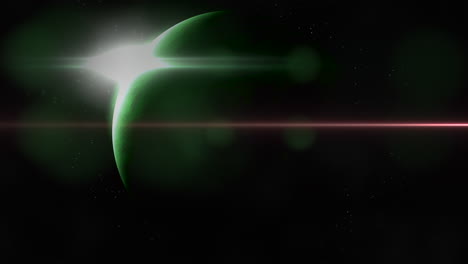 Big-green-planet-and-flash-of-star-in-galaxy