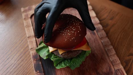 chef preparing a burger