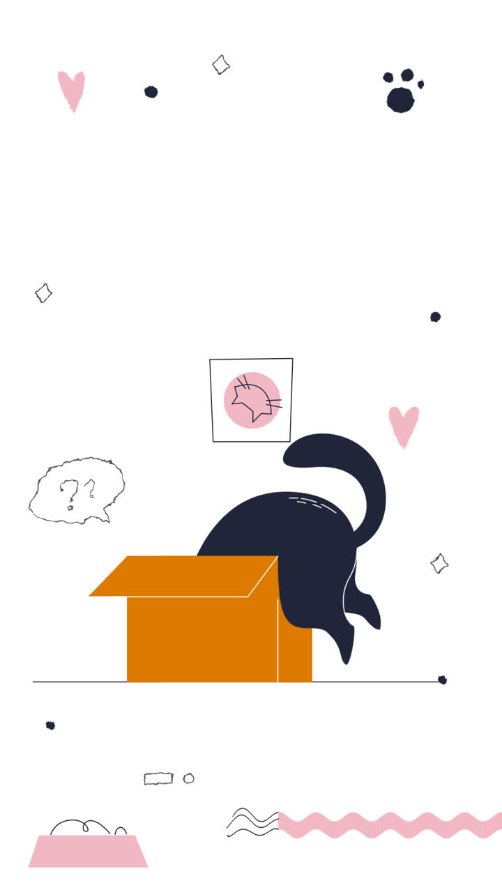 movimiento gráfico de flat día internacional del gato colección de historias de instagram