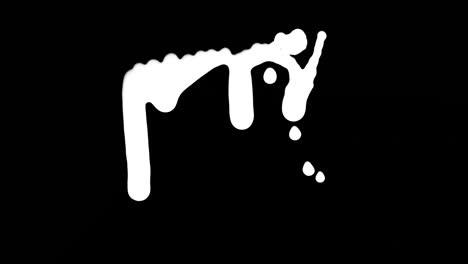 white ink dripping over black screen background