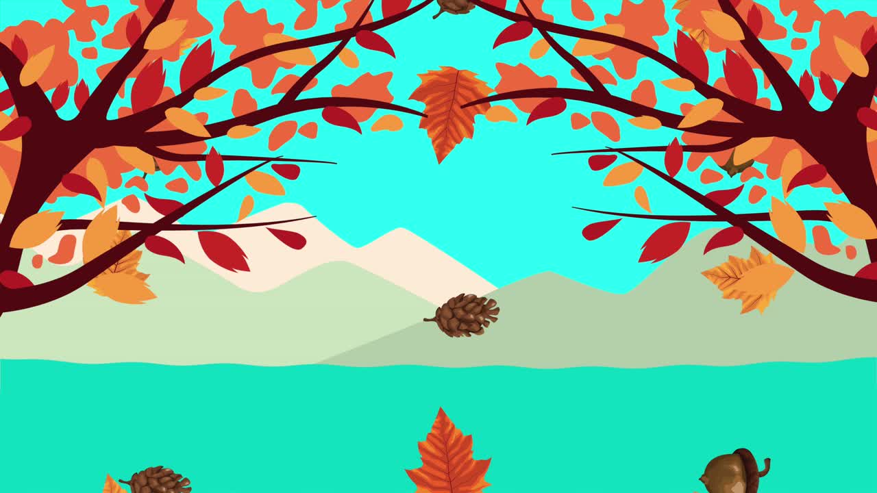 나무 가지와 잎을 가진 하늘 풍경 애니메이션