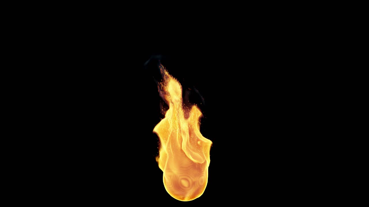 Isolated Fire Flame Burning on Black Background