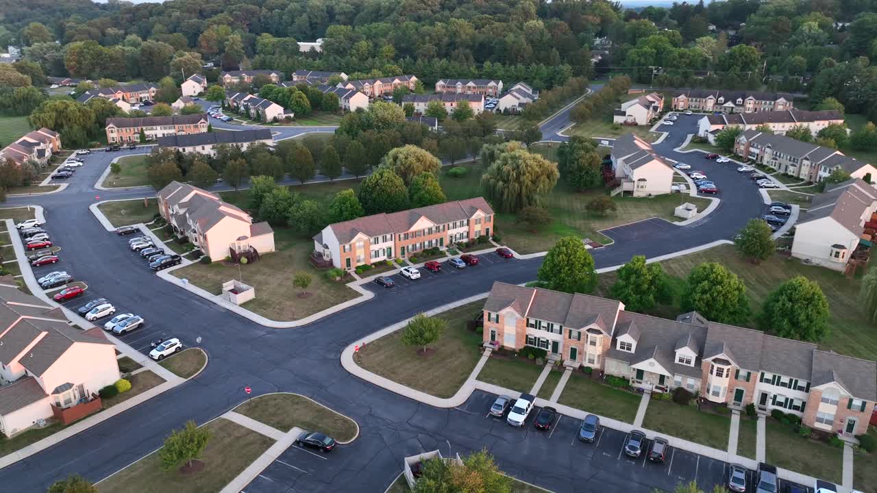 American neighborhood of apartment complexes in suburbs
