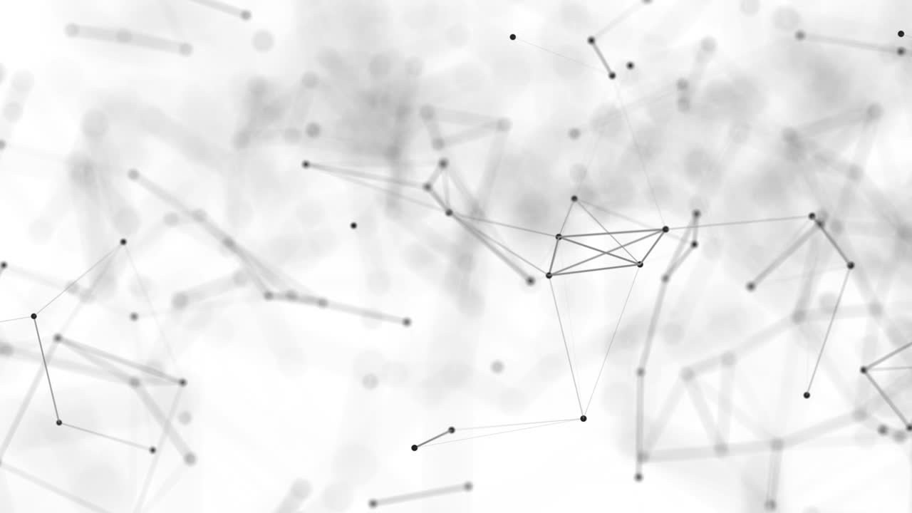 Abstract geometric background. Movement of connected lines and dots.The concept of science, technology, business, space. Looped animation. 4K