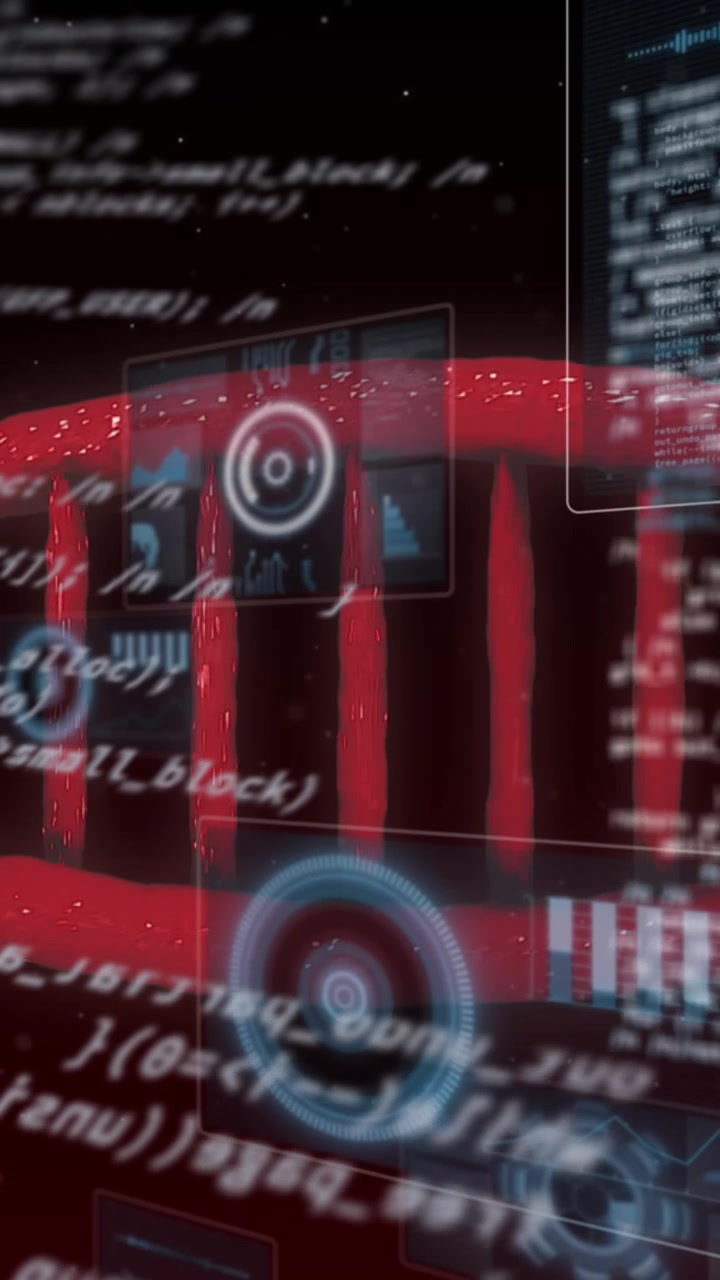 Animation of dna strand and data processing over black background