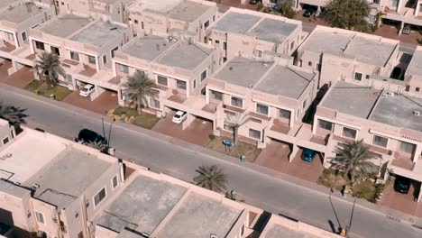 aerial shot over bahria town housing estate in karachi