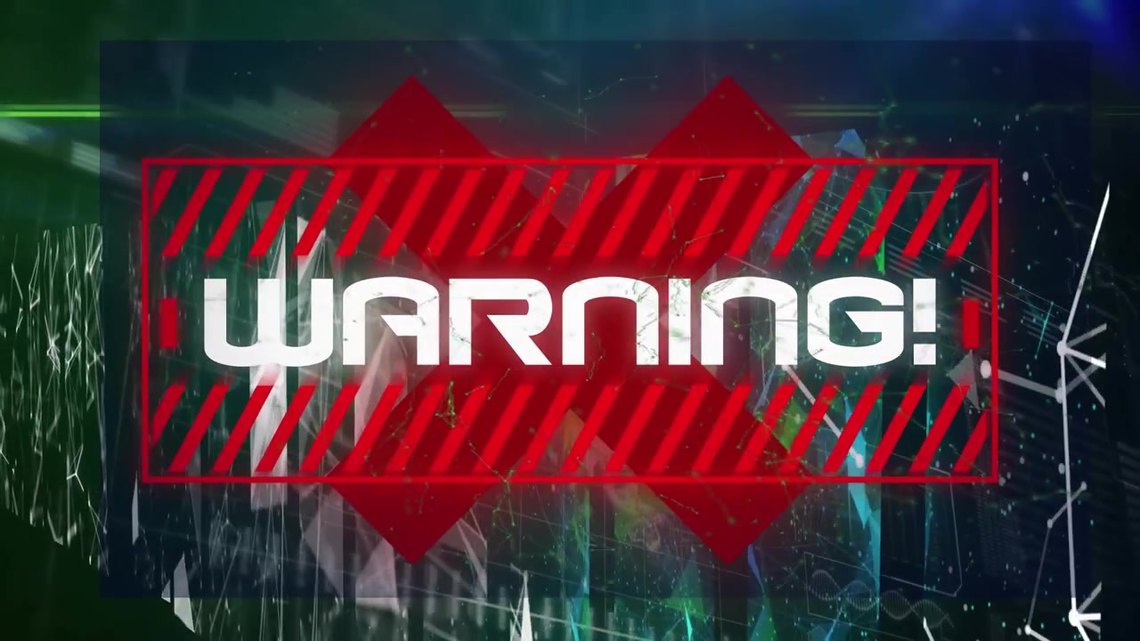 Animation of warning text over data processing