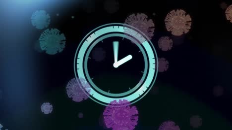 Animation-of-covid-19-cells-over-clock