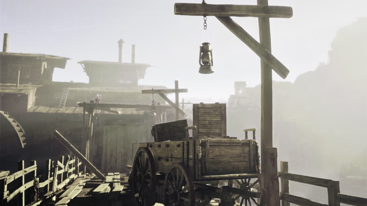 Exploration of an old rustic dock with wooden structures and a lantern