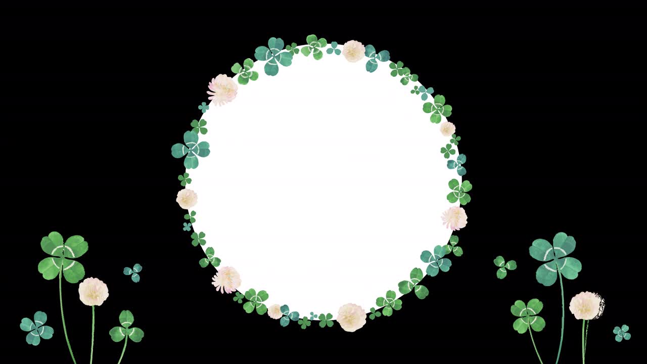 acuarela de trébol. corona en el centro, decoraciones a la izquierda y a la derecha (sin color de fondo, canal alfa)