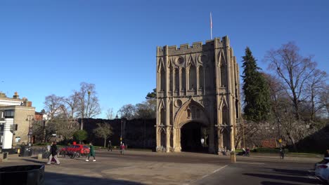 the abbey gate is a historical monument and an entrance to the abbey gardens in bury st edmunds, uk