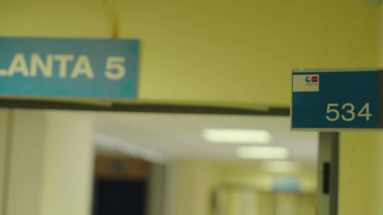 Hospital Corridor with Room Number