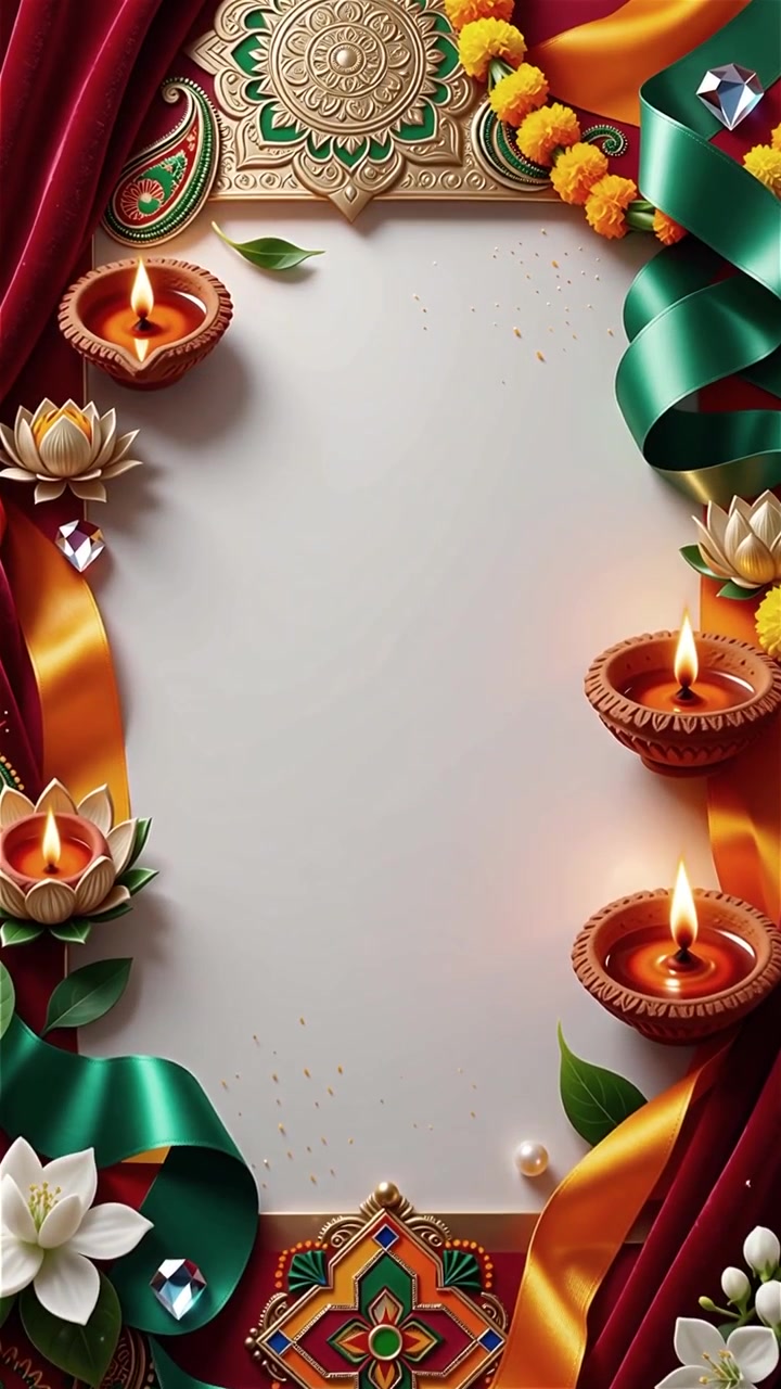Sfondo del Festival Diwali con lanterne e decorazioni tradizionali Diyas.