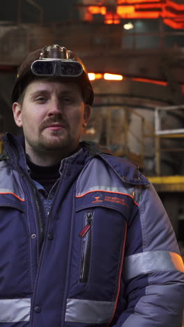 portrait of an industrial worker in a factory setting