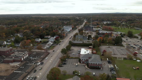 stunning wide angle aerial shot flying over scarborough, maine