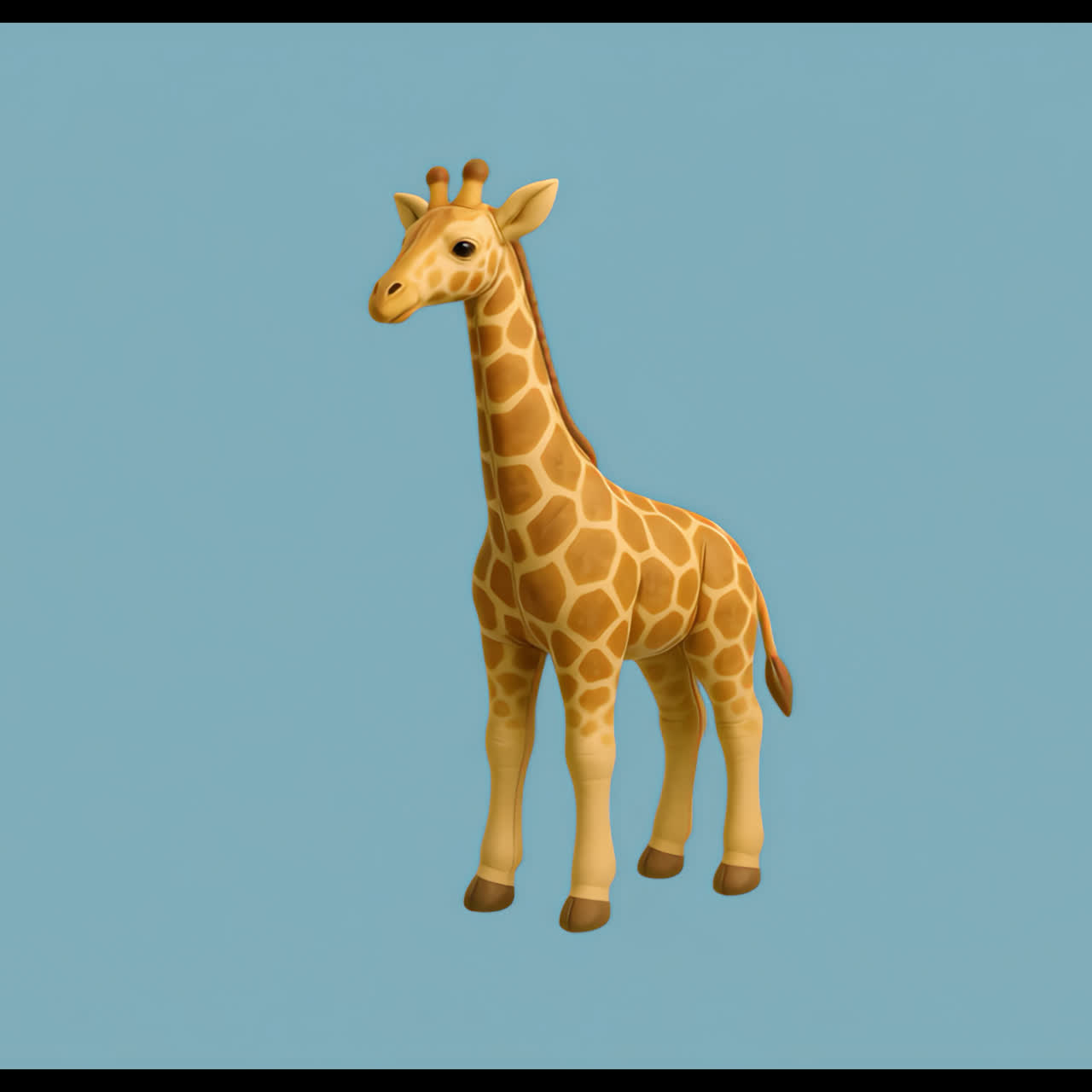 Cute giraffe toy illustration animation isolated asset, transparent 4K video, alpha channel, ProRes