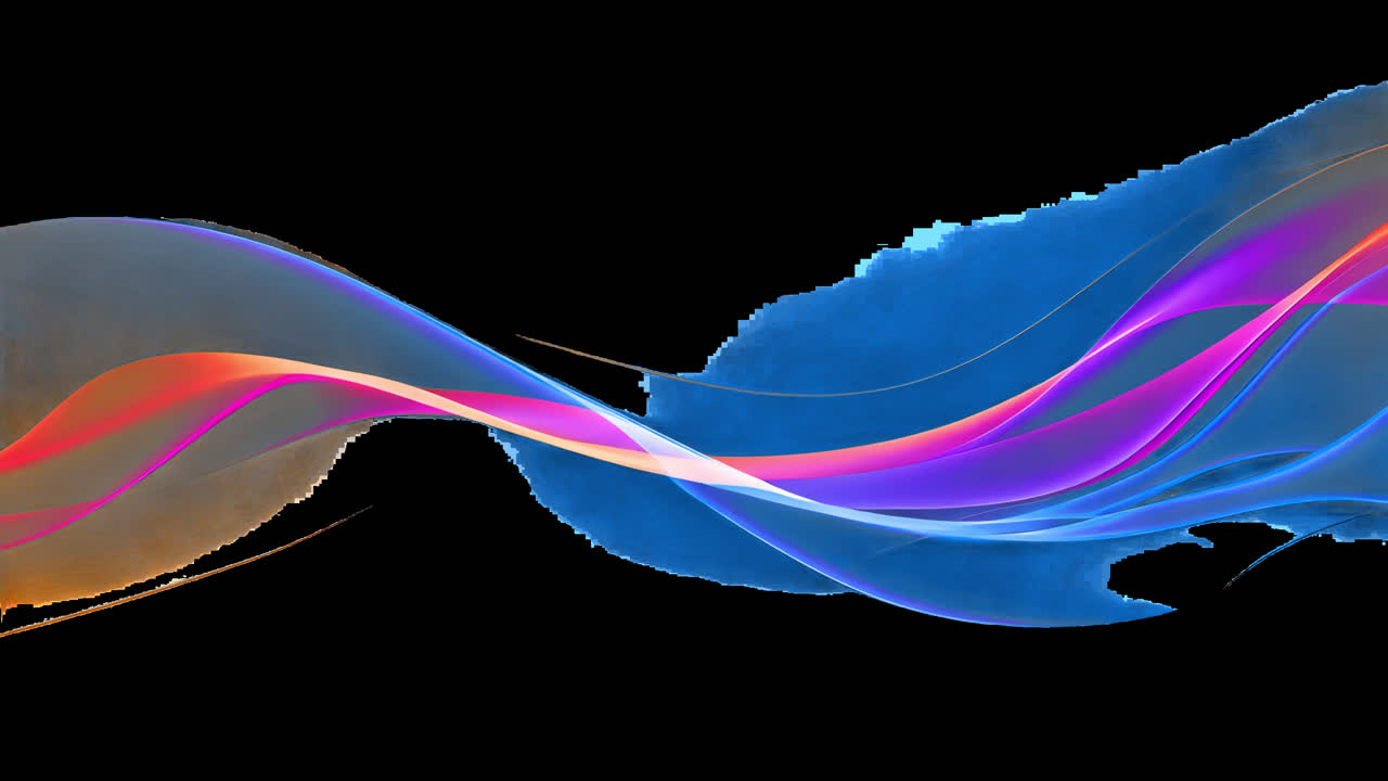 Design de onda abstrata e colorida vibrante sobreposto animado, vídeo em 4K transparente, canal alfa, ProRes