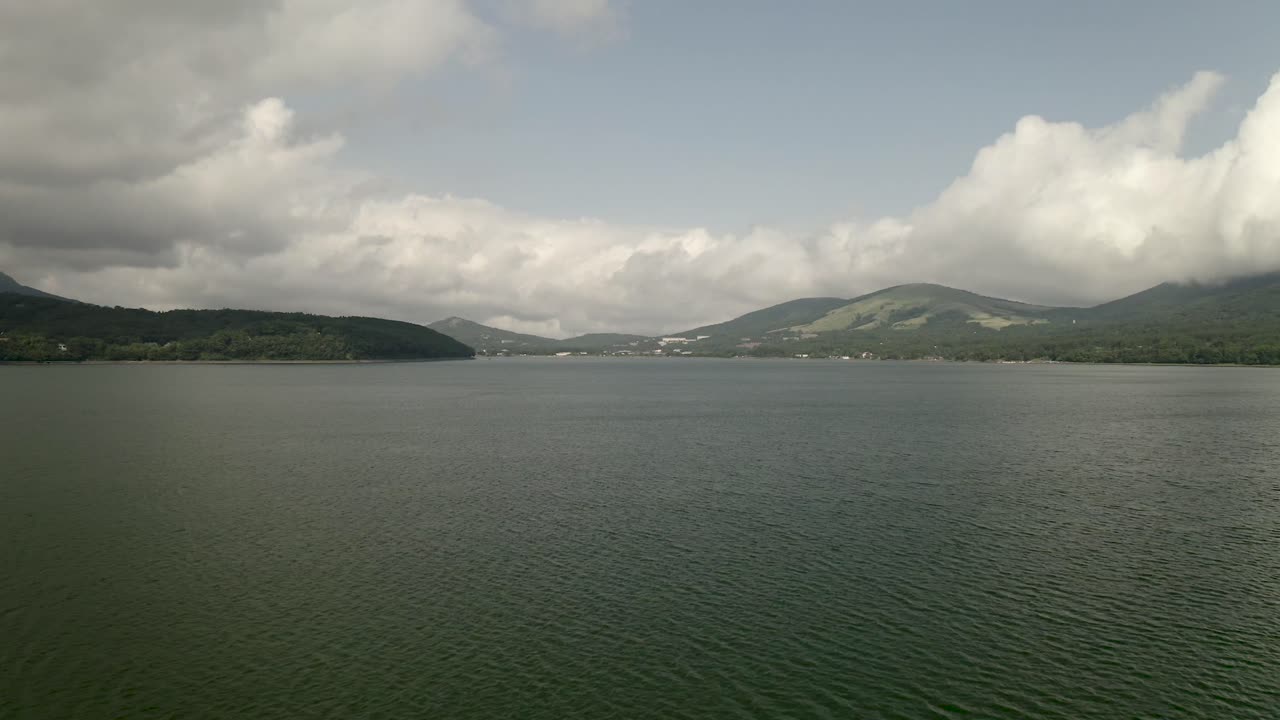 야마나카 호수와 후지산, 일본, 아시아 상공의 무인 항공기