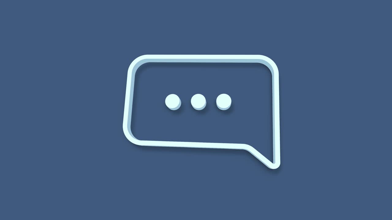 Speech bubble chat icon isolated on blue background. Message icon. Communication or comment chat symbol. 4K