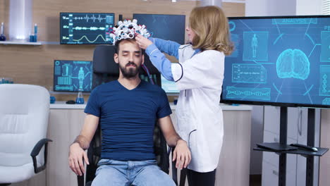 female doctor in a moder clinic for brain research