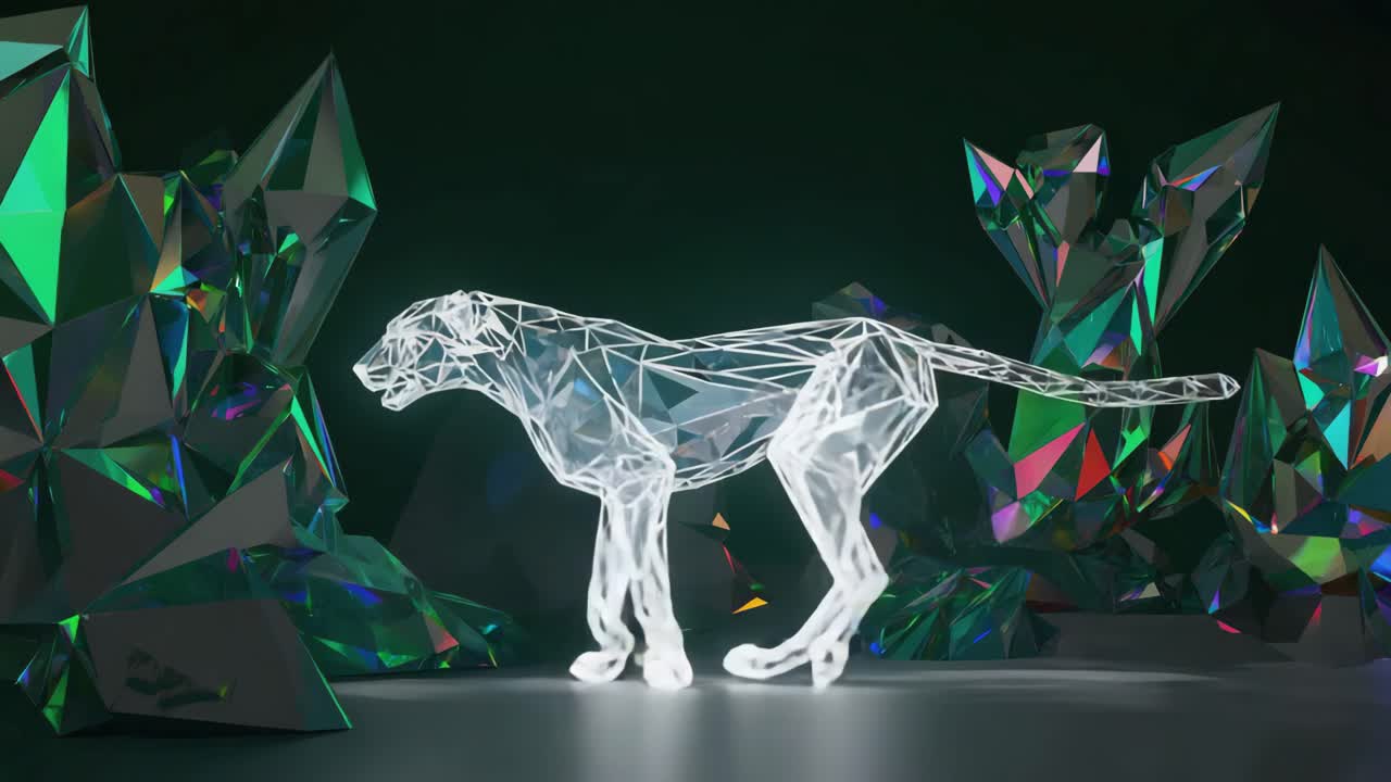 A crystal jaguar surrounded by crystals