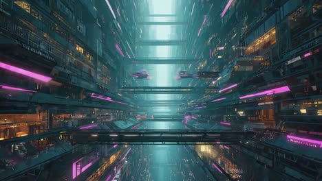 futuristic cyberpunk cityscape with neon lights