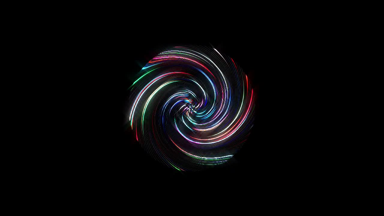 검은색 배경에 반이는 빛의 점들의 다채로운 원형 지점 파동