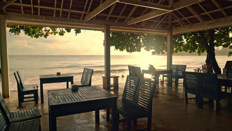 empty wooden chair with beach sea background