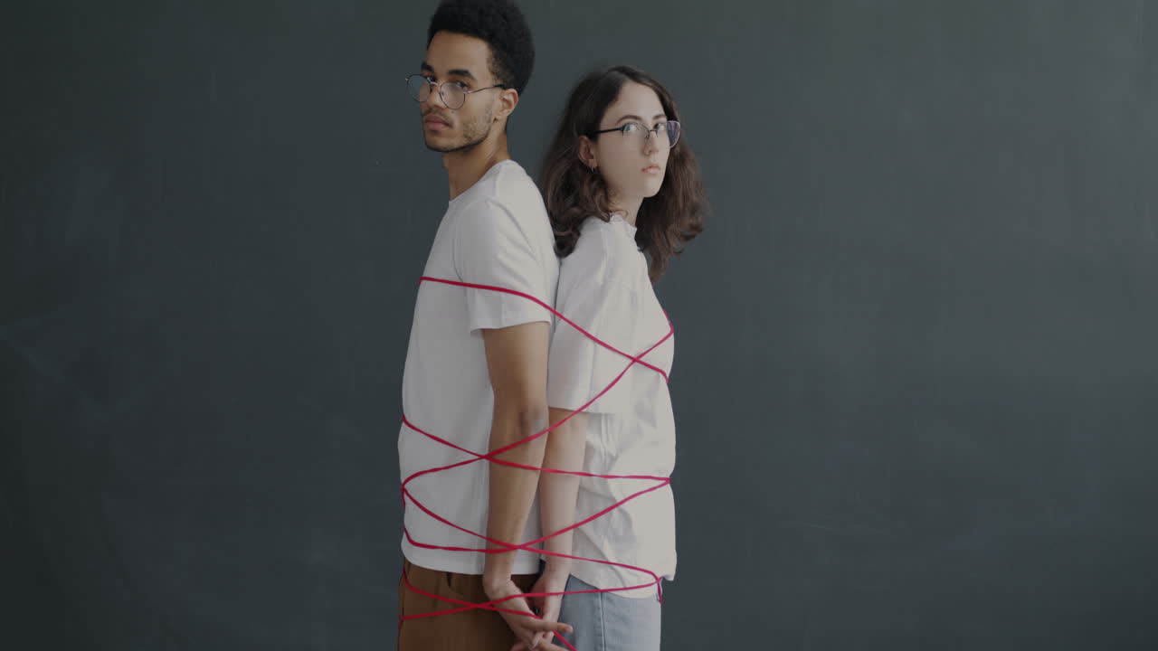 Couple Tied Together with Red String
