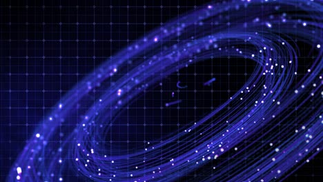 3d digital blue orbit in space. smart wireless network technology and business connectivity concept abstract background with copy space for text.