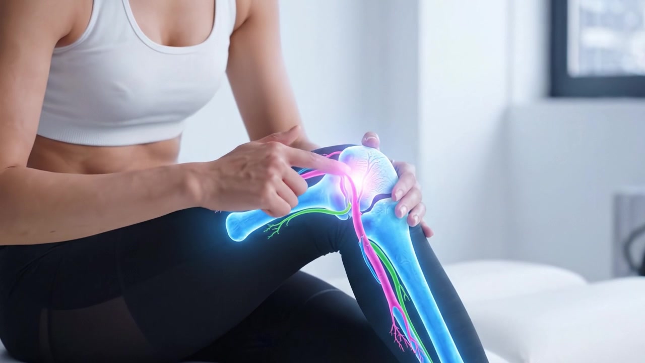Comprendere il dolore articolare: un esame dettagliato dell'anatomia del ginocchio e del disagio associato attraverso rappresentazione visiva e immagini dinamiche.
