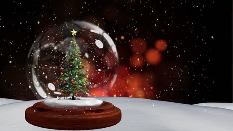 Animación-Navideña-Del-árbol-De-Navidad-En-Globo-De-Nieve-4k