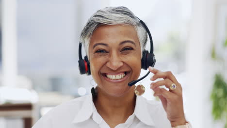 Call-center,-woman-and-face-for-customer-service