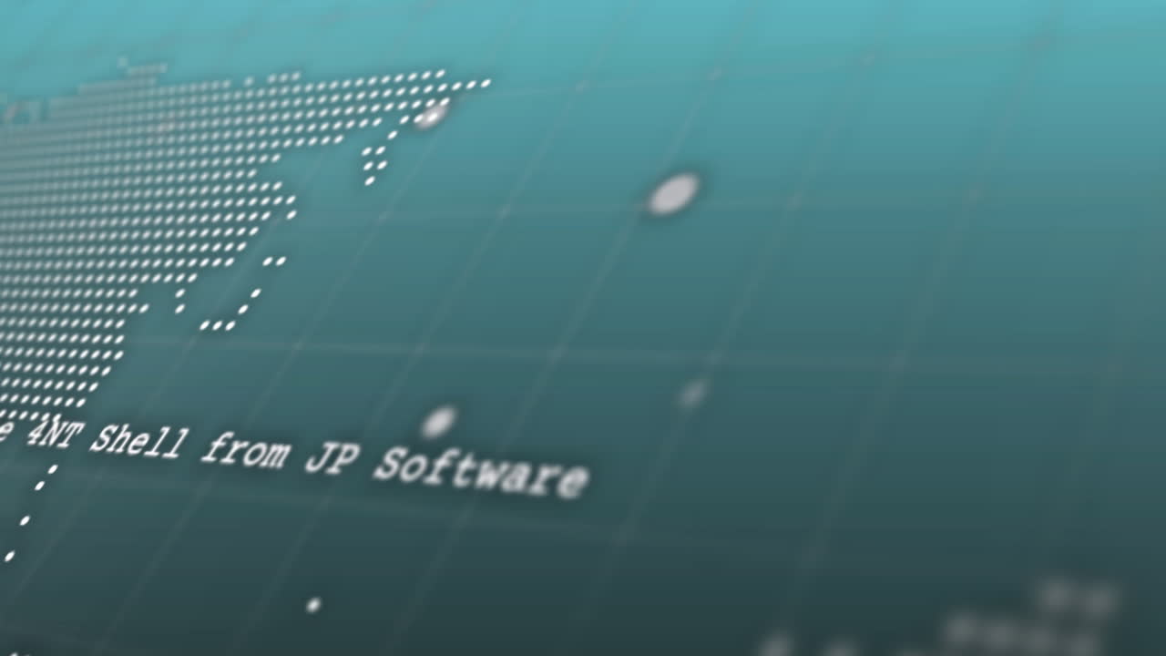 Animation of digital data processing over world map and blue background